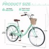 Gulches 7 Speed City Bike With Basket , Steel Frame,Multiple Colors 26 Inch Girls Bicycle - 3 of 4