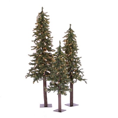 Vickerman Natural Alpine Artificial Christmas Tree Set