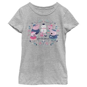 Girl's Peppa Pig Christmas Let it Snow T-Shirt - 1 of 4