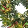 24" Pre-Lit Christmas Wreath with Berries Pinecones Poinsettia Flowers Lighted Artificial Christmas Wreath for Home Indoor Outdoor Decorations - 4 of 4