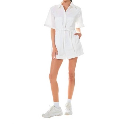 Women's Shoulder Pad Shirt Romper - Grey Lab