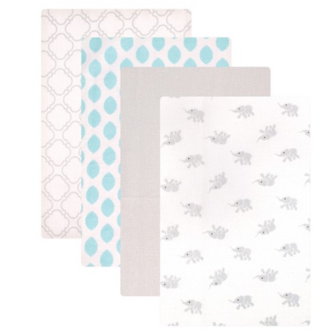 Luvable Friends Baby Cotton Flannel Receiving Blankets, Elephant 4-Pack, One Size - image 1 of 2