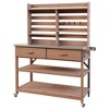 YOOCOZZ Fir Wood Mobile Garden Potting Bench & Kitchen Cart with Ample Storage and Stainless Steel Top - 2 of 4