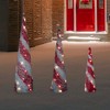Northlight LED Lighted Snowy Candy Cane Striped Christmas Cone Trees - 3.25' - Set of 3 - 4 of 4