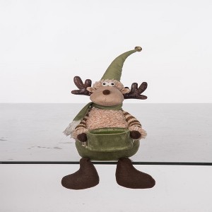 Transpac Plush Reindeer Sitter with Basket Decorative Baskets for Christmas Indoor Tabletop Mantel Holiday Decor - 1 of 1