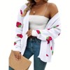Coolmee Women's Plus Size Strawberry Print Casual Long Sleeve Open Front Knit Cardigan Sweater - 4 of 4