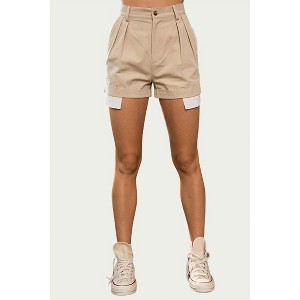 Women's JANE EXPOSED-POCKET COTTON-TWILL SHORTS - PAPERMOON - 1 of 2