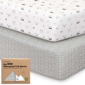KeaBabies Isla Waterproof Crib Sheets for Boys, Girls, 2pk Baby Fitted Crib Sheet, Waterproof Crib Mattress Protector Sheets - 1 of 4