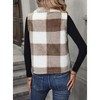 Women's Plaid Corduroy Vest with Stand Collar, Zip Front Sleeveless Jacket Vest for Fall Winter - 4 of 4