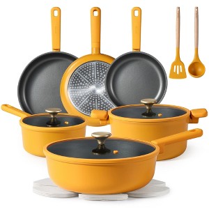 CAROTE 16pcs Nonstick Cookware set, Pots and Pans, Premium Induction Cookware, Durable & Easy to Clean, Large Frying Pan, Lemon Drop - 1 of 4