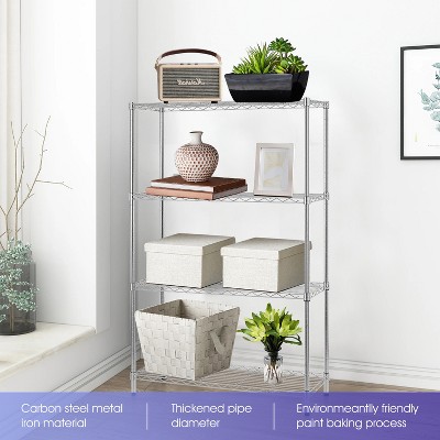 Chrome Adjustable 4-Tier Metal Wire Shelving Unit