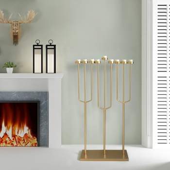 Vintiquewise Modern Design Hanukkah Menorah Exceptional presentational piece, 9 Branch Tea Light Candle Holders