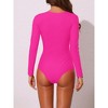 INSPIRE CHIC Women's Long Sleeve Sporty Scoop Neck Zipper Surfing Swimwear Monokini Sets 1 Piece - 3 of 4