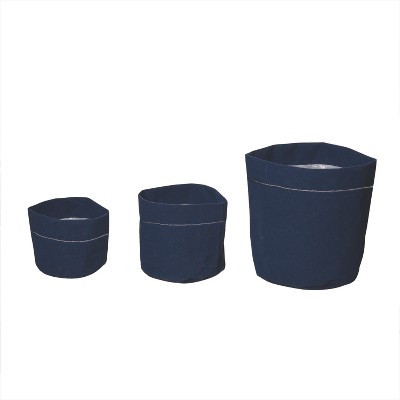 Transpac 7.87 in. Blue Planters with Liner Set of 3