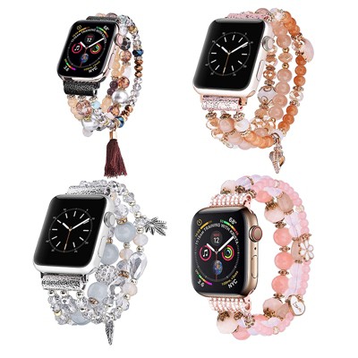 Worryfree Gadgets Apple Watch Band Women Girls Fashion Replacement  Wristbands for iWatch Series 8 7 6 5 4 3 2 1 SE - 38/40/41mm - Pink/White