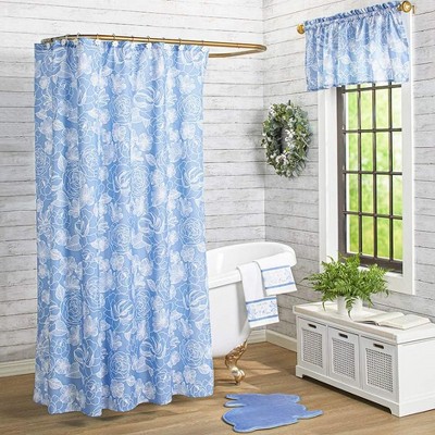 White and Blue Floral Ceramic Shower Hooks Set of 12