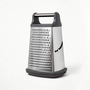 Stainless Steel Box Grater with Removable Bottom Container and Lid Silver/Gray - Figmint™