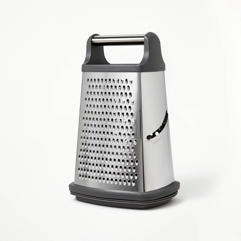 Stainless Steel Box Grater With Removable Bottom Container And Lid
