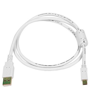 Monoprice USB 2.0 Cable - 3 Feet - White | USB Type-A to USB Mini-B 2.0 Cable - 5-Pin, 28/24AWG, Gold Plated