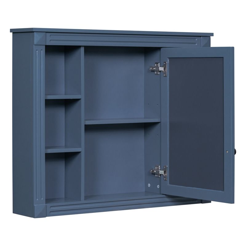 35" Wall Mount Bathroom Storage Cabinet with 6 Open Shelves, Modern Bathroom Wall Cabinet with Mirror - ModernLuxe, 5 of 8