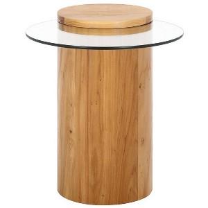 Tasharose Wood & Glass Accent Table - SFV2314 - Natural/Clear - Safavieh Couture - 1 of 4