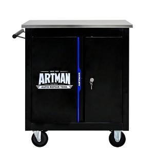 Maggift Double Door Tool Box, Portable Rolling Tool Box with 2 Large Shelf, Wheels, Metal Lock, Garage, Black, 25.9"*13.6"*30.7" - 1 of 4
