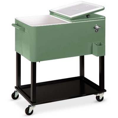 Best Choice Products 80qt Steel Rolling Cooler Cart w/ Bottle Opener, Catch Tray, Drain Plug, Locking Wheels
