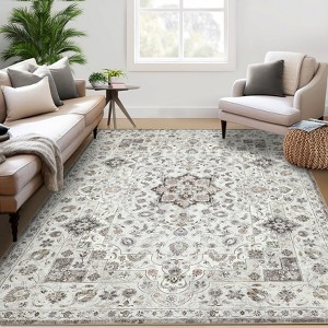 Boho Vintage Area Rug Farmhouse Traditional Floral Carpet for Living Room Hallway Runners Non Slip Indoor Floor Rugs - 1 of 4
