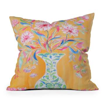16"x16" Nadar Musa Elegant Chinoiserie Square Throw Pillow Orange - Deny Designs