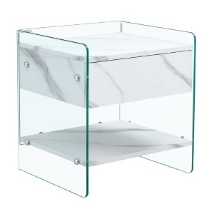 NicBex Modern Nightstand with Drawer and Transparent Tempered Glass Sides for Bedroom and Living Room - 1 of 4