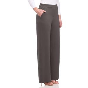 Rekkuna Women's High-Rise Pull-On Palazzo Pants – Stretchy Wide Leg Pants with Front Slant Pockets and Flat Waistband - 1 of 3