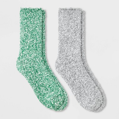 Image of Women's Marled 2pk Cozy Crew Socks - Auden™ Green/Gray 4-10