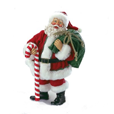 Northlight 10" Fabrich" Santa Holding Bag and Candy Cane Christmas Table Top Decoration