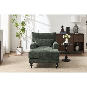 Sapphtopaz 1pc Modern Accent Chair Upholstered Chaise Lounge Chair with Metal Legs, Living Room Chair Leisure Sofa Recliner - 1 of 4