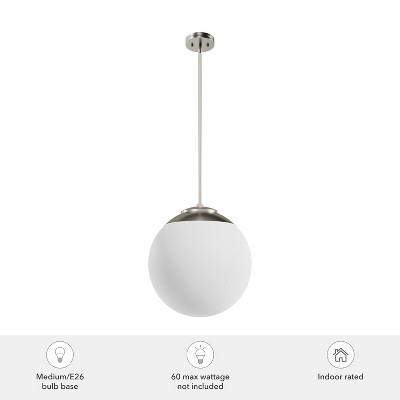 Hepburn 16" Brushed Nickel Globe Pendant with Cased White Glass