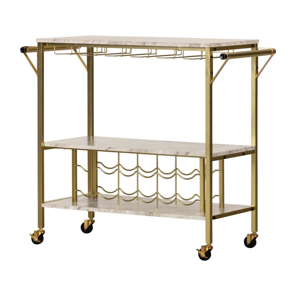 Maliza Bar Cart with Wine Bottle Storage and Wine Glass Rack  - South Shore