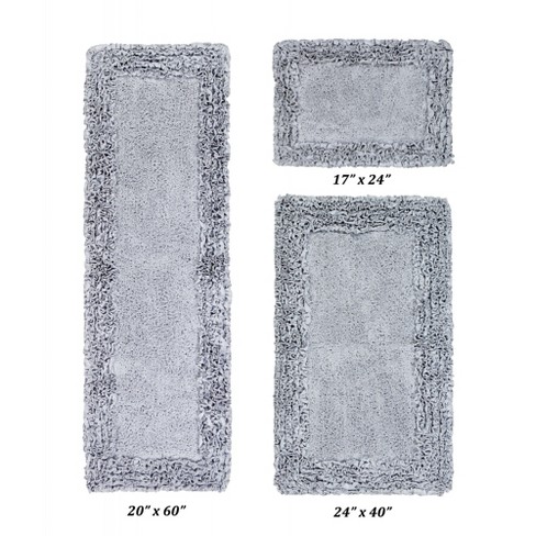 Better Trends Shaggy Border Bath Mat Rug 100% Cotton Size 3 Piece Set 17 inch x 24 inch | 24 inch x 40 inch | 20 inch x 60 in