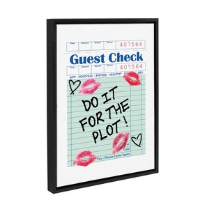Kate & Laurel All Things Decor 18"x24" Do It For The Plot Guest Check Framed Canvas by Alli Standefer Black - 1 of 4
