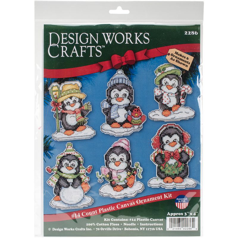 Design Works Counted Cross Stitch Kit 3.5"X3.5" Set of 6-Penguins On Ice Ornaments (14 Count), 1 of 3