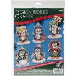 Design Works Counted Cross Stitch Kit 3.5"X3.5" Set of 6-Penguins On Ice Ornaments (14 Count)