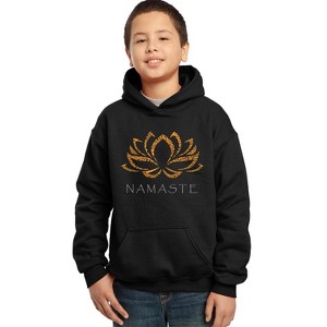 LA Pop Art Boy's Word Art Hooded Sweatshirt - Namaste - 1 of 4