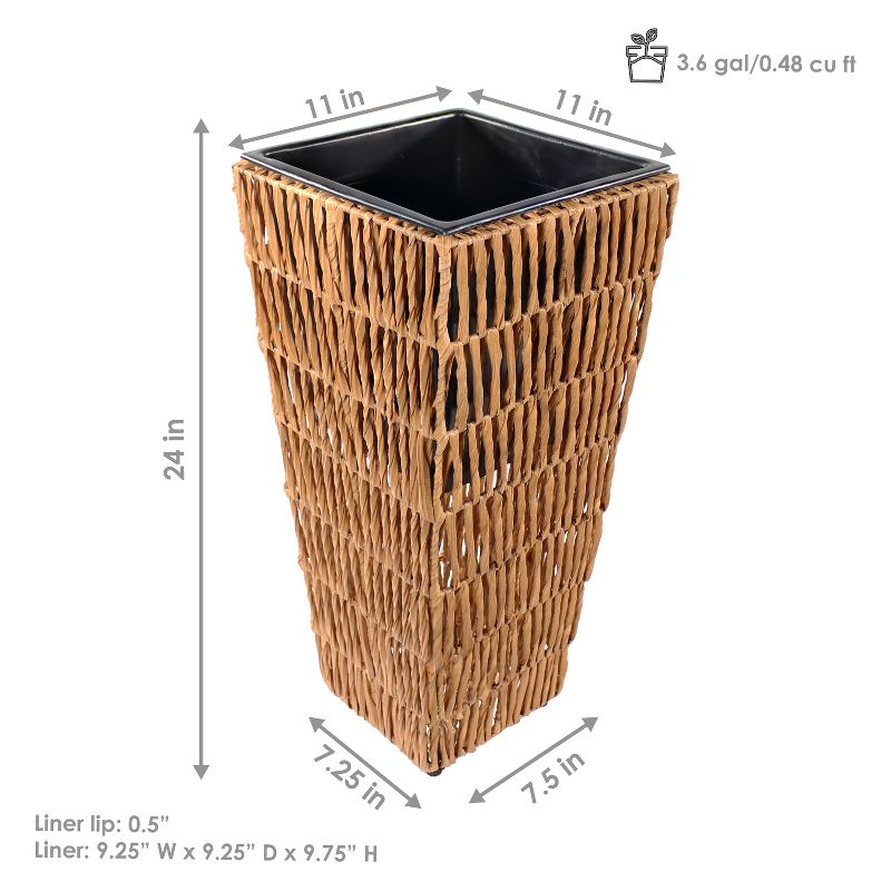 Sunnydaze Indoor/Outdoor Hyacinth Poly-Wicker Tall Planters - 2pk - 11", 4 of 9