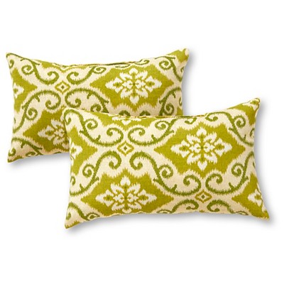 Set of 2 Shoreham Ikat Outdoor Rectangle Throw Pillows - Kensington Garden