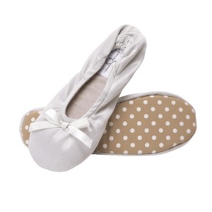 Jessica Simpson Women's Satin Ballerina Yoga Slipper with Bow - 1 of 4