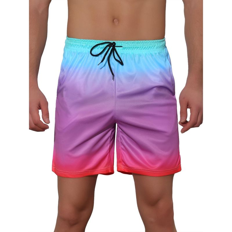 Lars Amadeus Men's Contrasting Colors Patterned Beach Swimming Board Shorts, 1 of 6