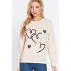 Slickblue Women's Long Sleeve French Terry Pullover Top with Sequin Detail - Bone/Heather Grey/Sepia - Size S-L - 2 of 4