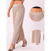 INSPIRE CHIC Women's Pleated Shiny High Waist Elastic Wide Leg Party Clubwear Trousers - 2 of 4