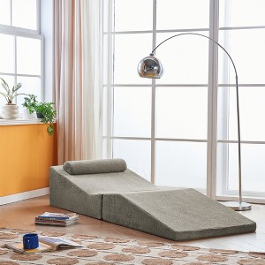 GDFStudio Nira Modern Multi-Functional Foldable Velvet Upholstered Armless Chaise Lounge with 1 Pillow - 1 of 4