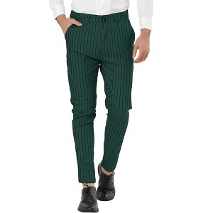 Lars Amadeus Men's Dress Striped Slim Fit Flat Front Business Trousers - 1 of 4