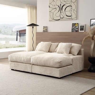 NicBex Couches for Living Room 48.8" Sofa Couch Modern Minimalist Upholstered Sofa Bed Sleeper with 3 Throw Pillows for Apartment